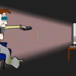 cartoon figure of a man watching TV